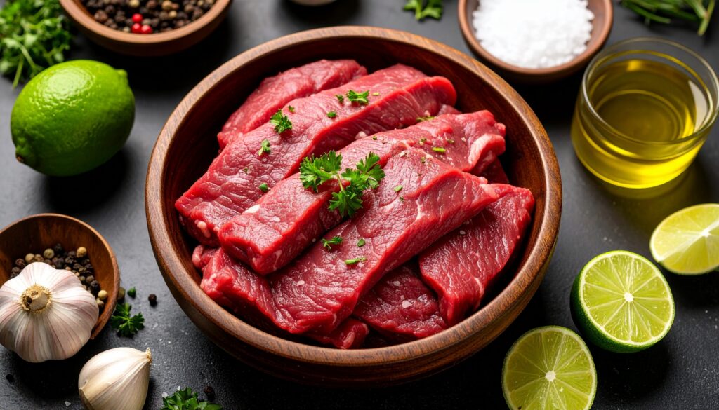 flank steak alternative, raw skirt steak folded