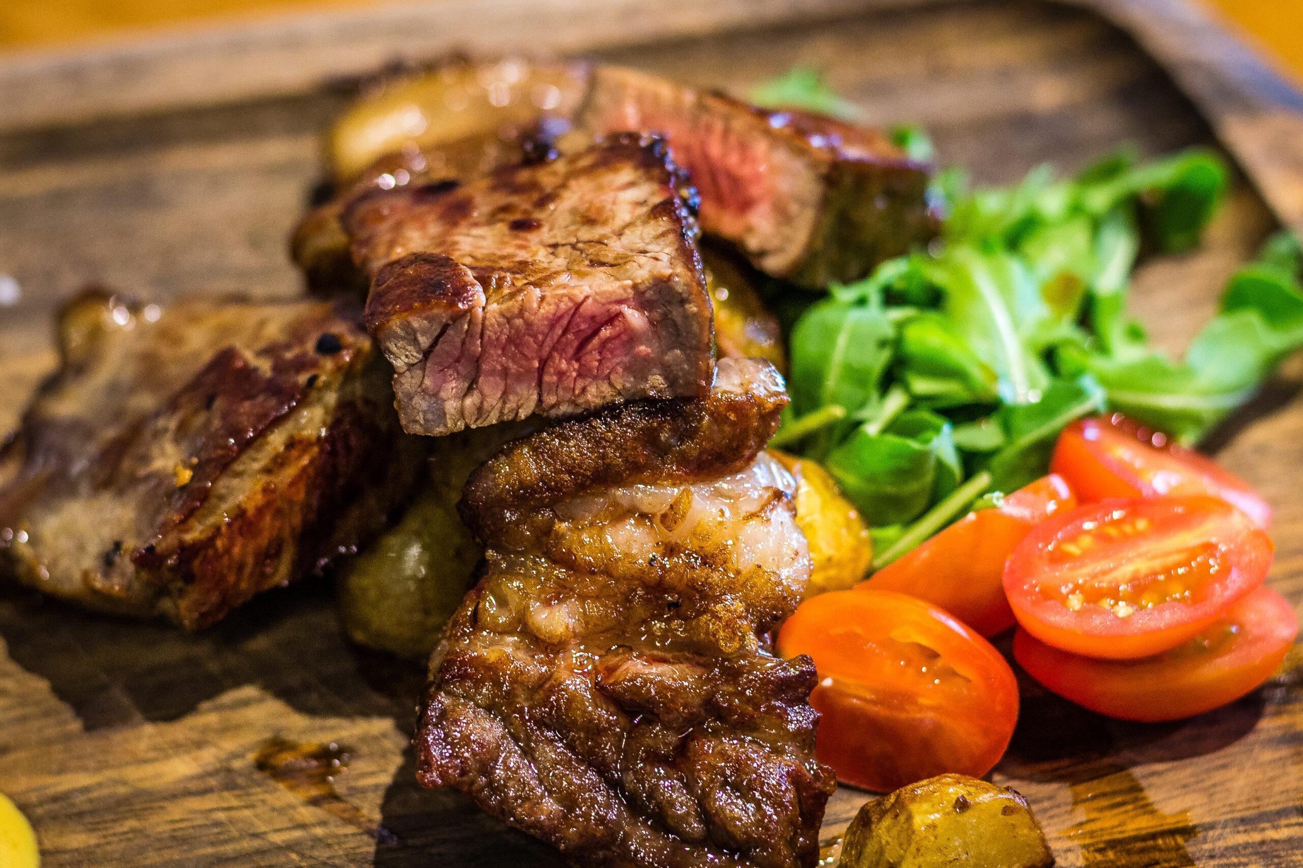 Dry Brine Steak. Served with mustard and sea salt.